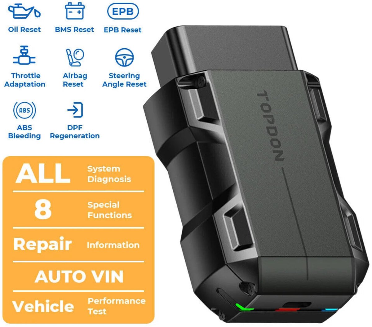 OBD Scanner - OBD2 - Auto Scanner - Auto uitlezen - Diagnose Apparatuur voor Auto's - OBD2 Smart Bluetooth Scanner - Volledig Systeem Diagnoseapparaat - DTC Uitleg - Onderhoud Reset Tool - Auto Code Reader - App Compatibel
