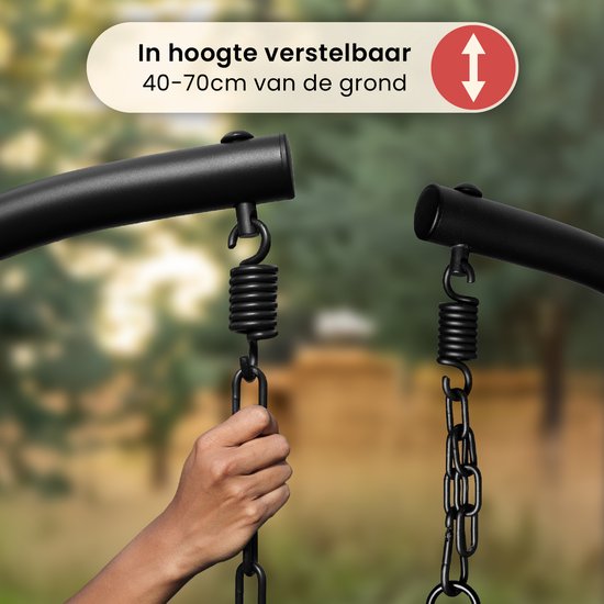 Swoods XXL Egg Hangstoel met Standaard – Hangstoel voor Buiten en Binnen – Egg Chair – Ei Stoel – tot 150 kg – Incl. Kussens