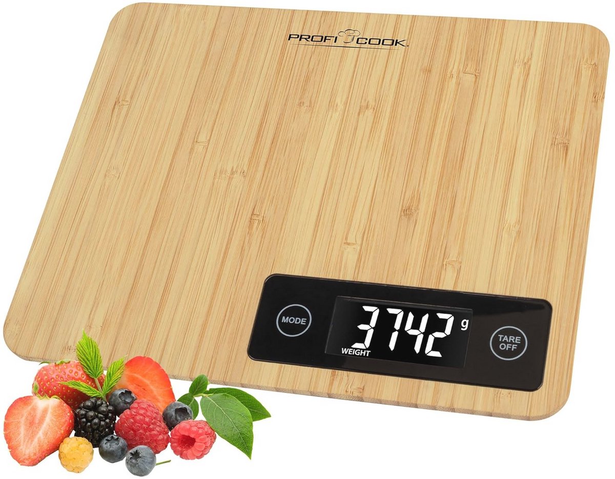 Digitale Bamboe Keukenweegschaal met LCD-display en Tarra-functie - Nauwkeurig tot 5000 g