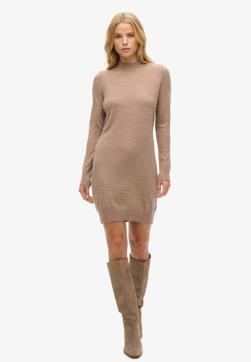Superdry Gebreide Mernio jurk met lange mouwen Dames Jurken Bison Marl