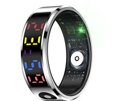WizBay Premium Select® Smart Ring Color LED Zilver - Maat 10 - Hartslag Slaap Zuurstof - Gesture - Multi Sport Modi