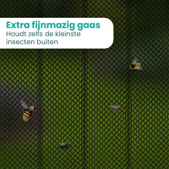 Extra fijnmazige zwarte deurhor, die de kleinste insecten buiten houdt.