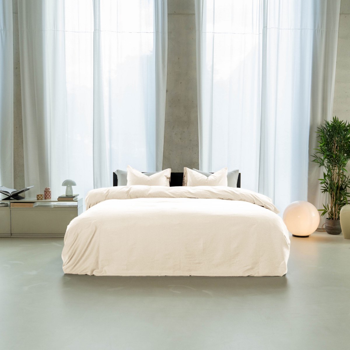 kayori Emma Dekbedovertrek Katoensatijn - 240x200-220 + 2 slopen - Lits-jumeaux - Offwhite