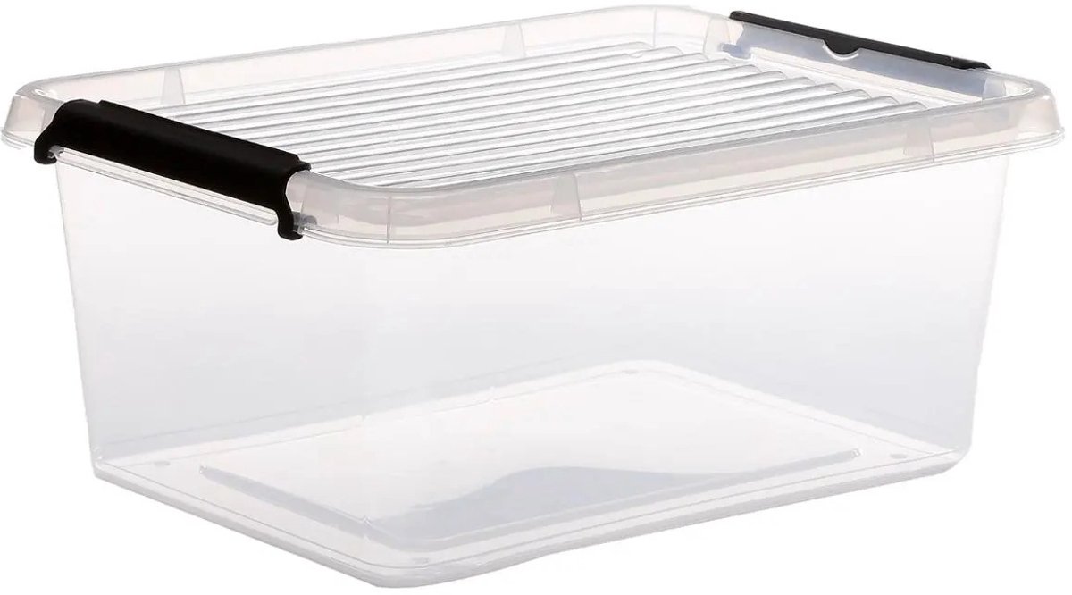 5Five opberg kist met deksel - Clip Box - 12,5 liter - 39 x 29 x 17 cm - kunststof - transparant