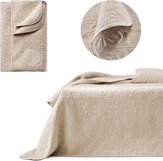 ROOM99 Molly Elegante Sprei in Beige, 240 x 260 cm - Veelzijdige Woondeken als Bedsprei of Banksprei, Quilt - Ideaal voor Bed en Bank ROOM99 Molly Elegante Sprei in Beige, 240 x 260 cm - Veelzijdige Woondeken als Bedsprei of Banksprei, Quilt - Ideaal voor Bed en Bank