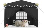 Aufun Paviljoen, Waterdicht,Tuinpaviljoen Met 4 Zijwanden, Polyethyleen, Deur Met Ritssluiting, Voor Tuin, Picknick, Markt 3 X 3 M, Antraciet