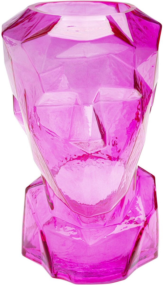 Vaas Prisma gezicht roze 30cm Kare Design