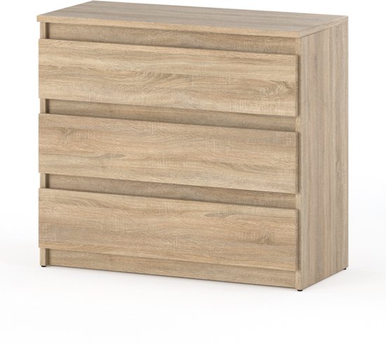 Commode en chêne Sonoma 80CM 3S Meuble TV Meuble de salon Chambre