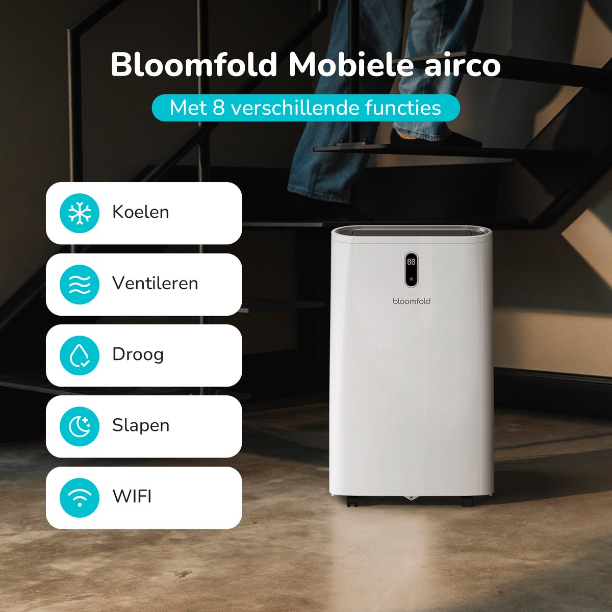 Afbeelding 3 van Bloomfold Mobiele Airco - 12.000 BTU - 4-in-1 -