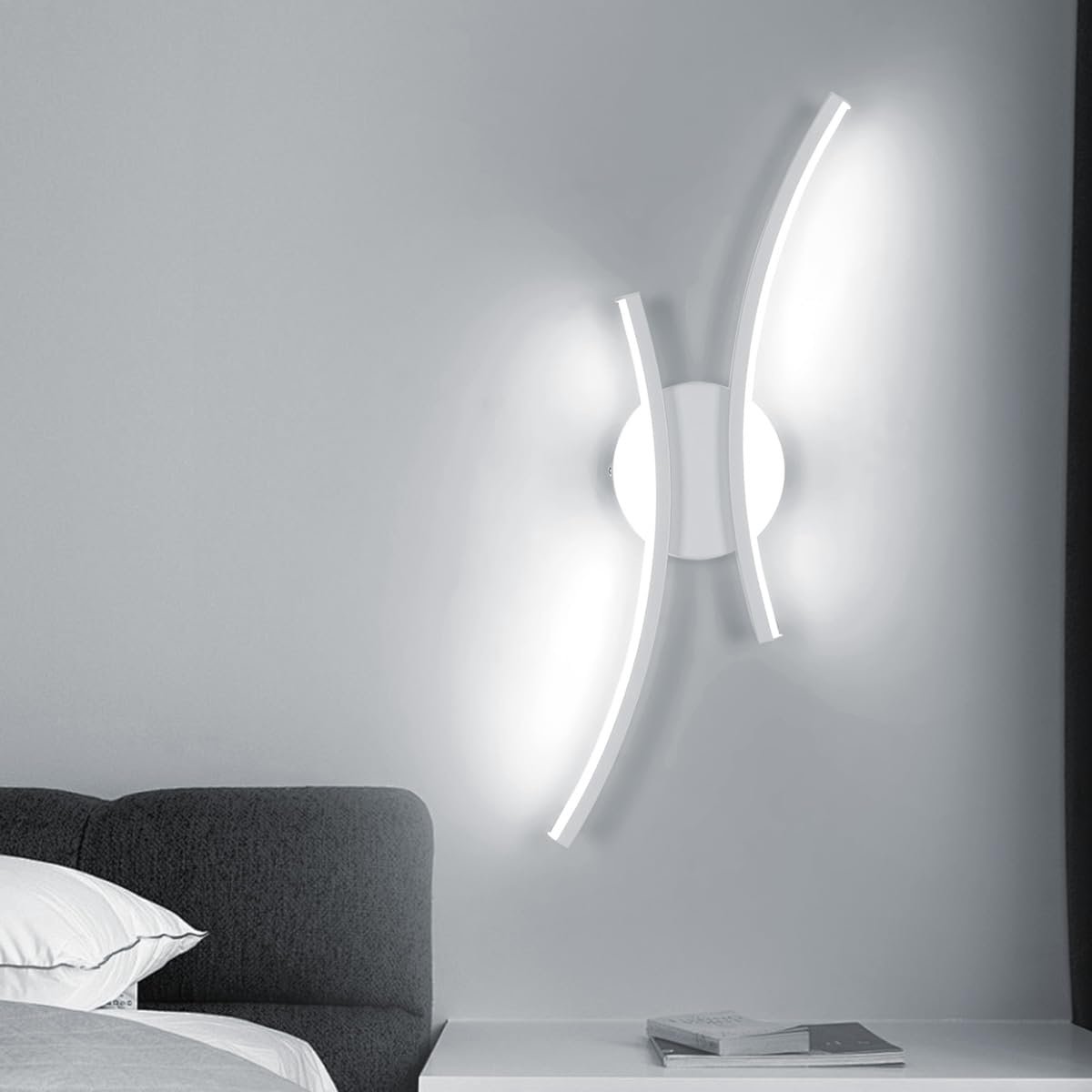 Haobosic - 20W Wandlamp - Koud Wit 6500K - Moderne Gebogen Buizen Design - Wit