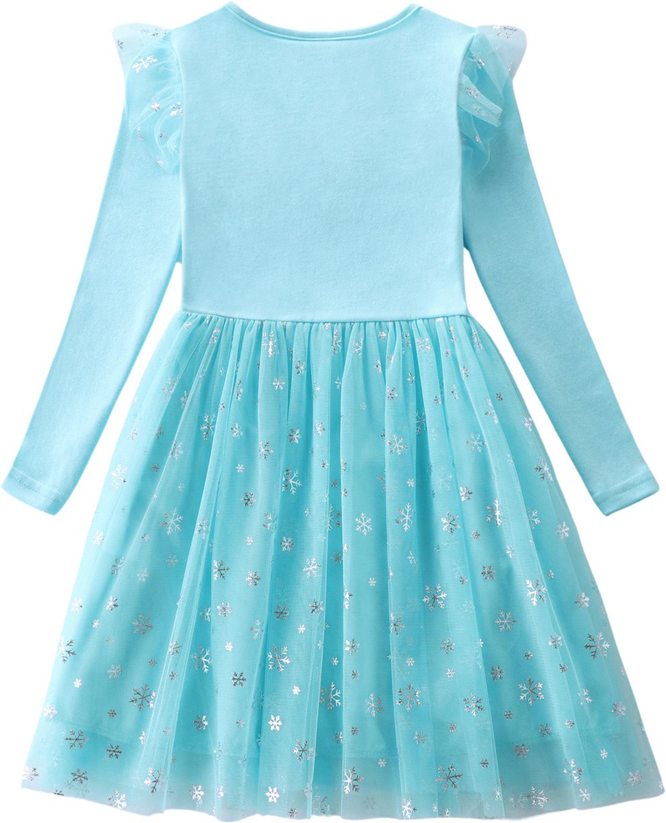 Joya Kids® Blauwe Verkleedjurk Meisjes | Lichtblauw Jurkje met Lange Mouwen & Tule Rok | Comfortabele Prinsessenjurk voor Kinderen | T-shirt Stof | Prinsessenjurk meisje | | — afbeelding 7