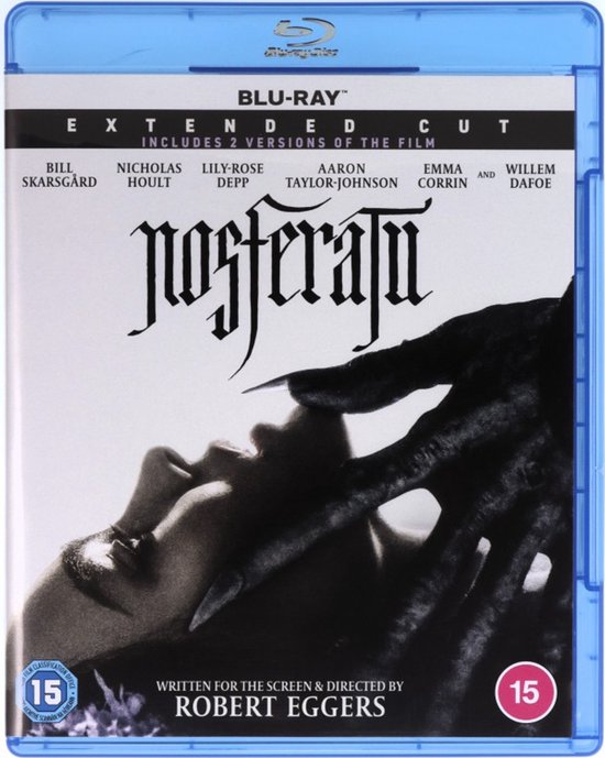 Blu-ray hoes van Nosferatu met een angstaanjagende hand die een gezicht aanraakt.