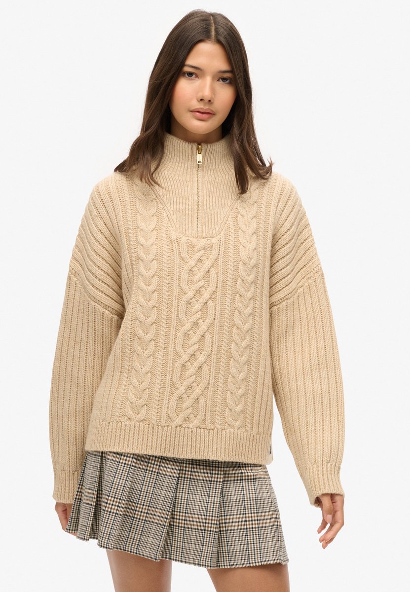 Superdry Geplooide minirok met lage taille Dames Rokken Neutral Tweed
