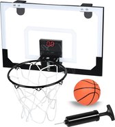 NAIZY Mini-basketbalkorf voor Binnen en Buiten basketbalbord Set Incl. Basketbal en Elektronisch Scorebord & Opblaasapparaat, Onderdompelbare Mini-basketbalmand, Geen Boren, Wandmontage, Basketbalkorf