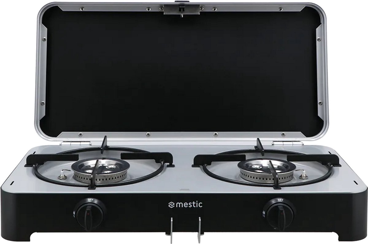 Mestic Camping Kooktoestel MGCP-1200 30mbar - 2 x 2500 Watt vermogen - Elektrische ontsteking - Inclusief afneembare windschermen