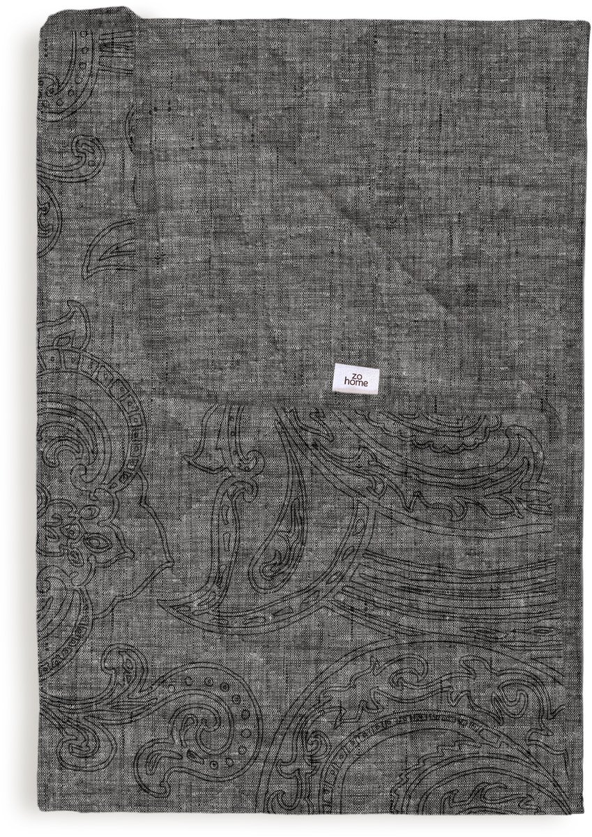 Zohome Bed Sprei Paisley-di-Lino - Bedsprei Tweepersoons - Paisley print - 270x260 cm - Grijs