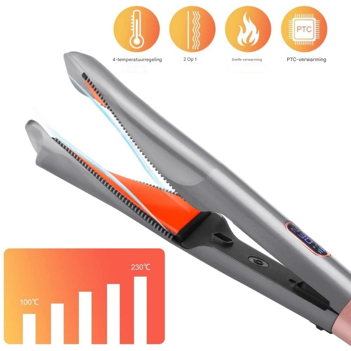 Stijltang 5 Temperatuurstanden 150-230°C voor Krullen en Golven - afbeelding 2