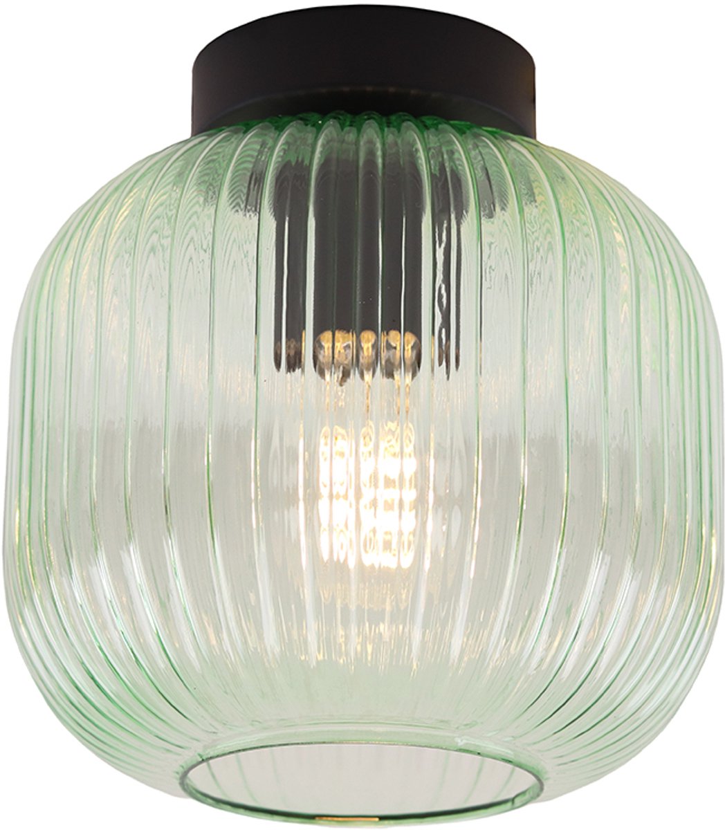 Olucia - CHARLOIS - Plafondlamp - Groen / Zwart - Vorm: Rond