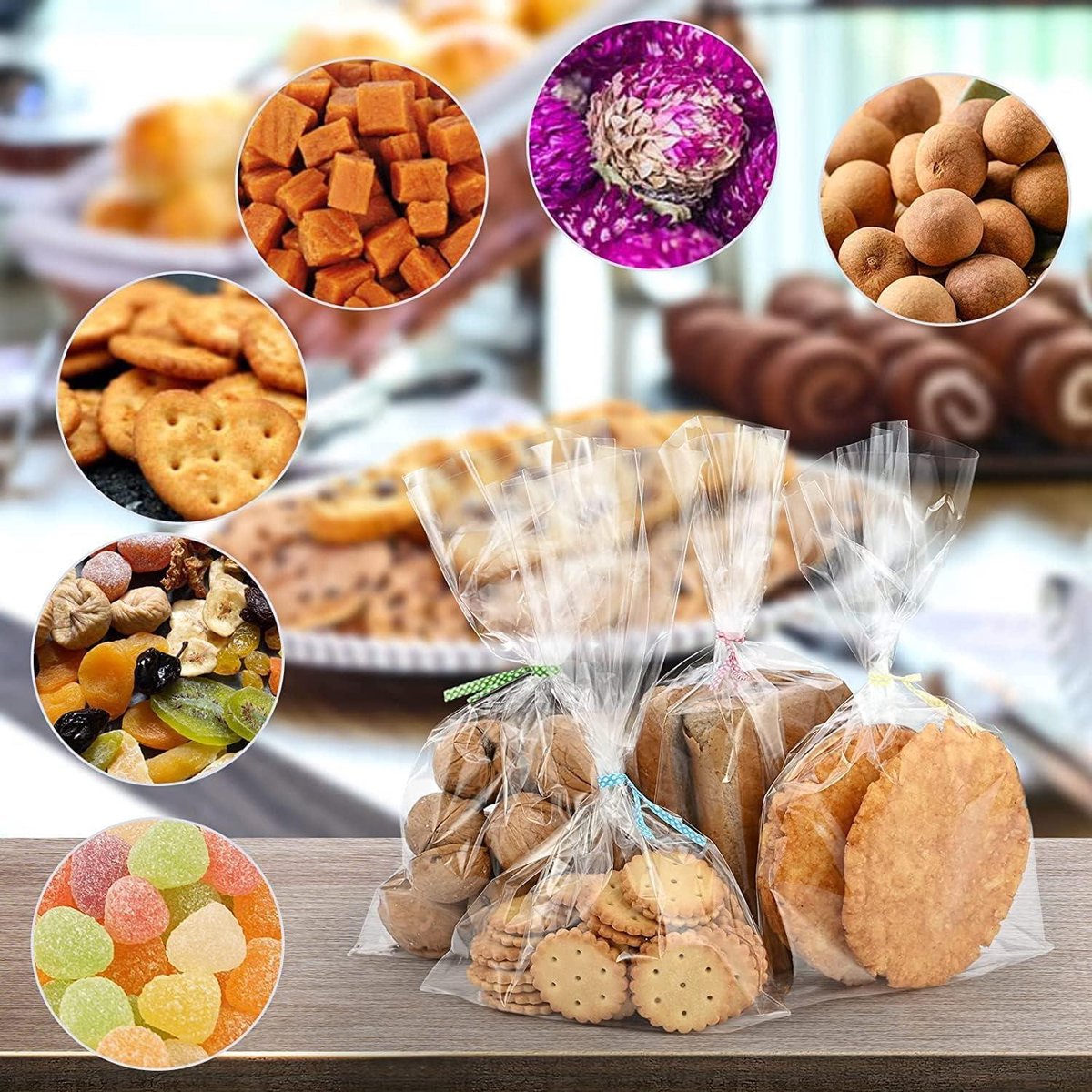 100 Transparante Cellofaanzakjes – 20 X 30 Cm – Met 100 Twistsluitingen – OPP – Geschikt Voor Snoep, Koekjes, Cadeaus, Zeep