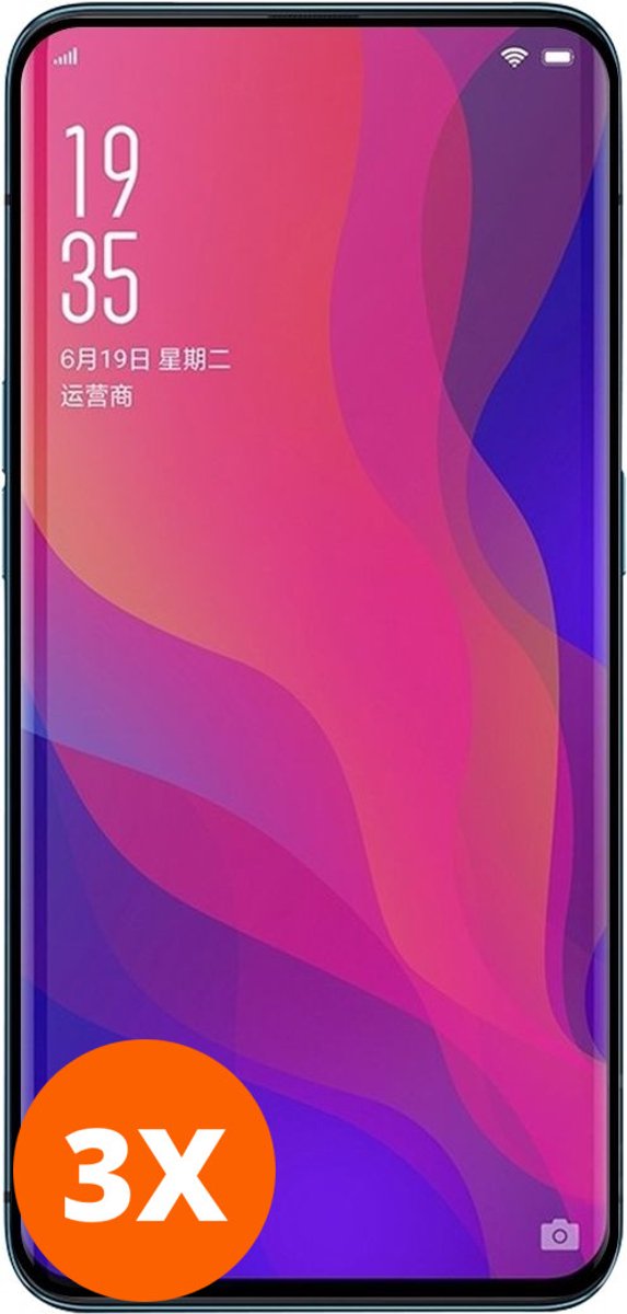 Mobigear Screenprotector geschikt voor OPPO Find X Glazen | Mobigear Premium Screenprotector - Case Friendly - Zwart (3-Pack)