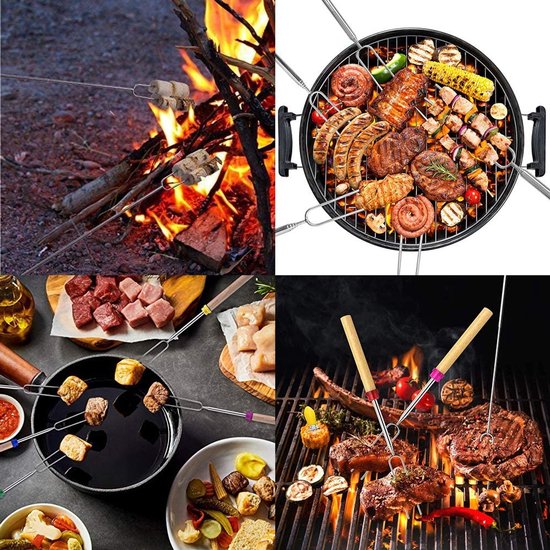Grillspieß Lagerfeuer Grillspieße 100 cm Marshmallow Spieße Lagerfeuer Spieße Lang Grill Spieß BBQ Lagerfeuerspieße 10 Stück Grillstab Spieß für Feuerschale