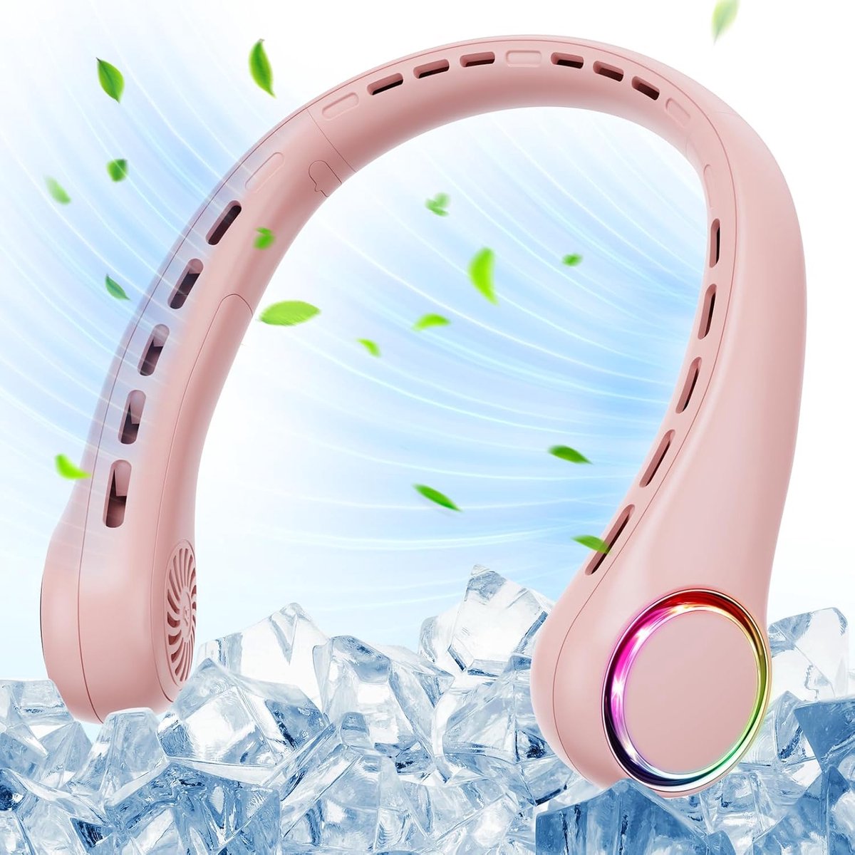 Draagbare Nekventilator met 3 Snelheden en LED-Licht - Stil en Oplaadbaar voor Binnen en Buiten