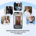 Deel de camera met familie: Mama, Papa, Oma, Opa en Kind kijken op hun telefoon.