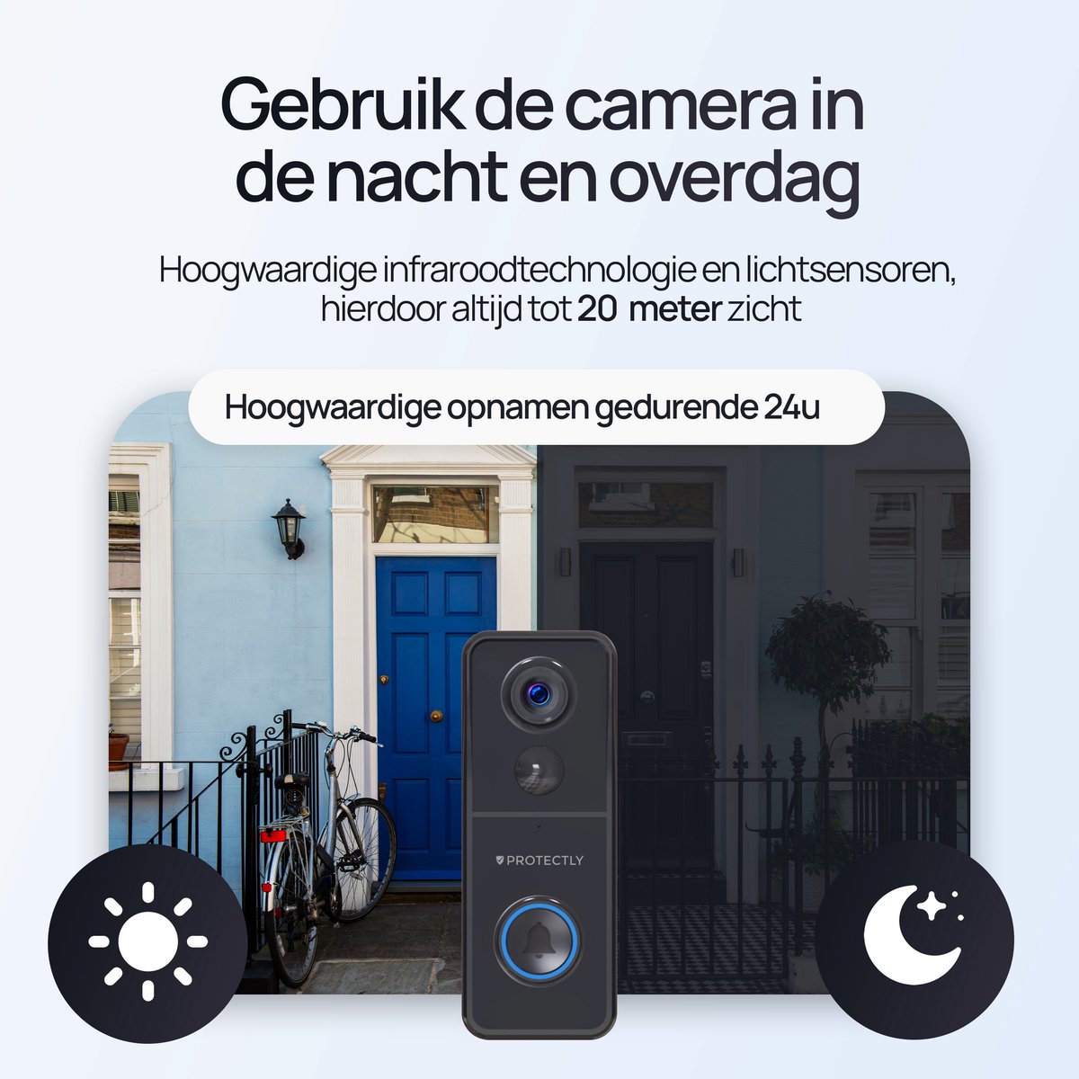 Protectly® 4K Ultra HD Slimme Draadloze Video Deurbel Met Camera - Geen abonnement - Deurbellen Met Camera - Deurbel Draadloos WiFi - Waterdicht - Incl. Gong (T-ring geluid) - Incl. 64GB SD – foto 6
