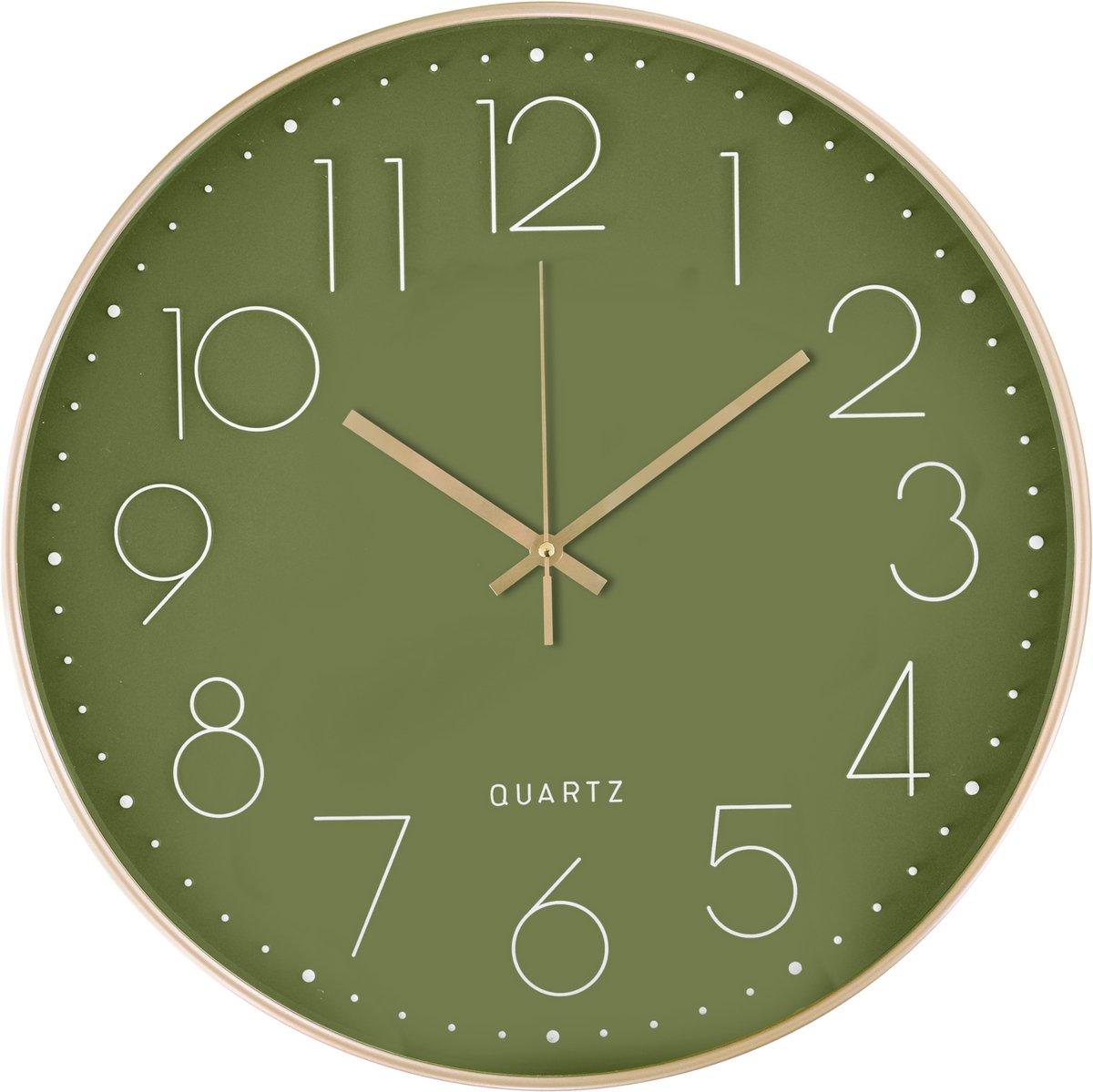 Tyme Wandklok Modern - Goed leesbaar - Stille 40cm Klok - Analoog - Uurwerk - Muurklok - Quartz - Groen Rosé/Goud