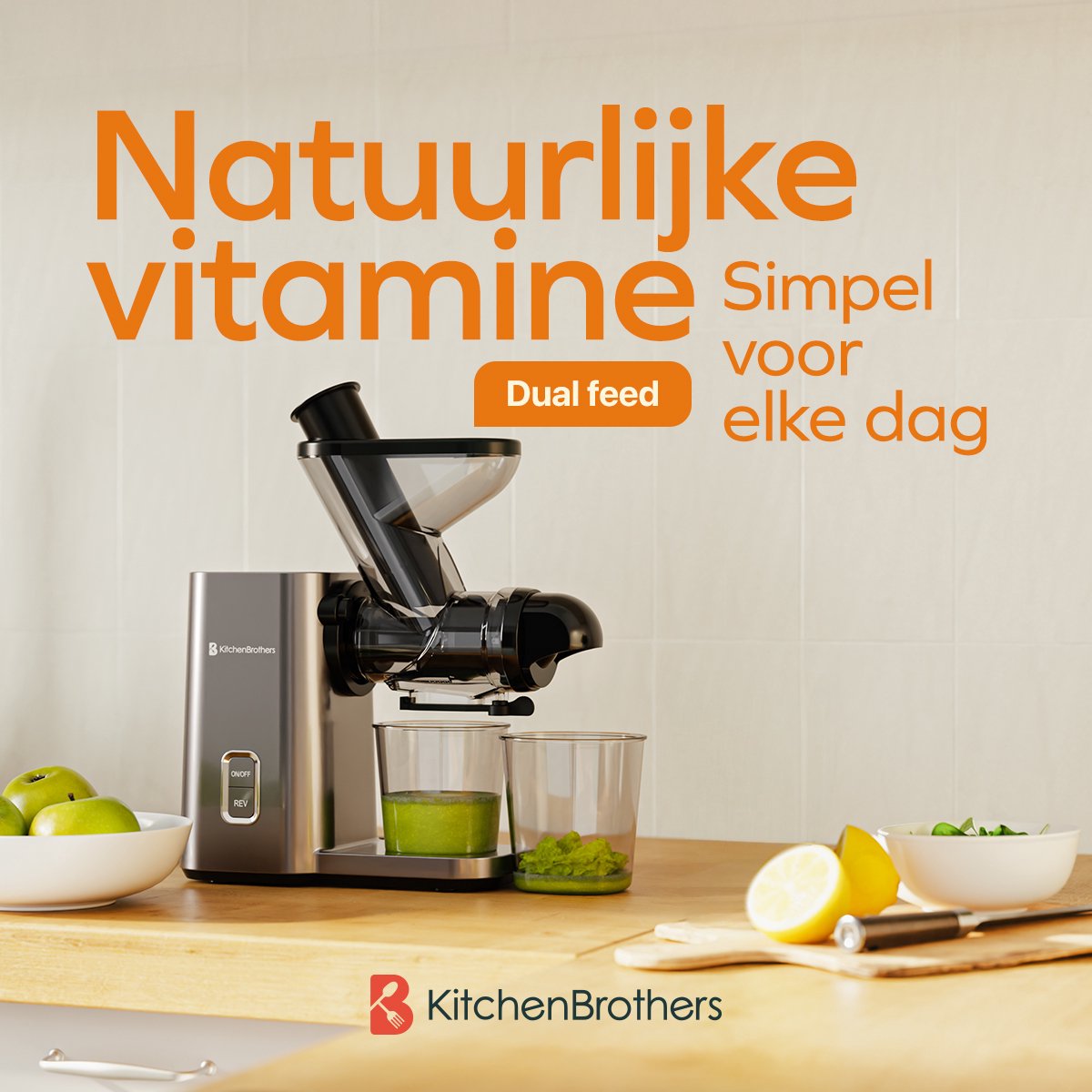 KitchenBrothers Slowjuicer - Compact & Efficiënt thumbnail 2