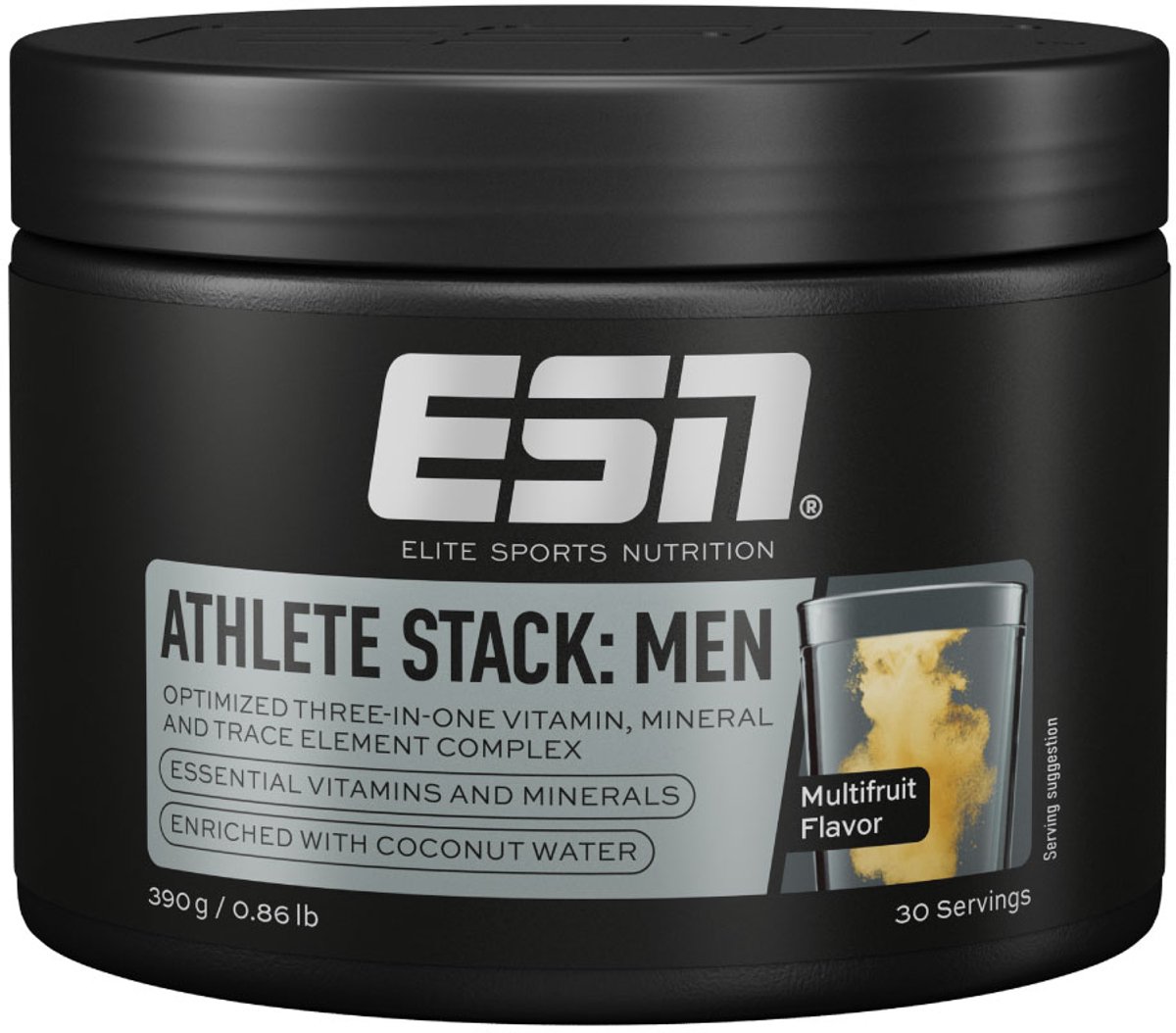 ESN Athlete Stack Men Poeder, 390 g Poeder - Multifruit Smaak - Met Vitaminen en Mineralen - Veganistisch