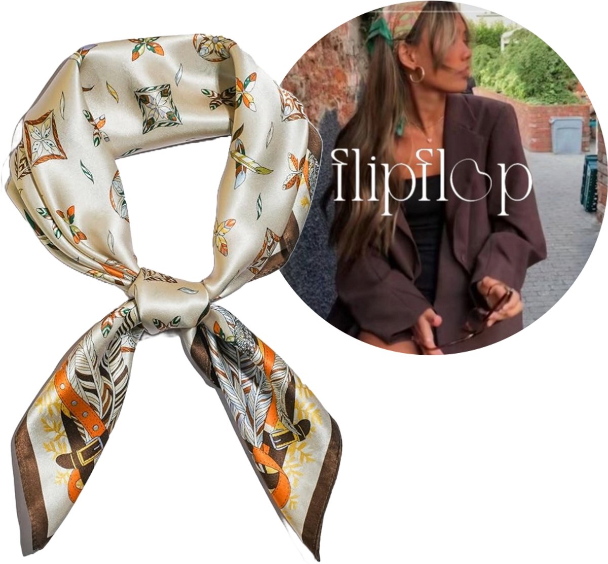 Flipflop Club® Scarf Kenya Kool | Satijnen Hoofdsjaal | Zomer Trend | Festival Head Scarf | Bandana | Headscarf | Headband | Sjaal voor hoofd | Sjaal Haarband | Zijdezacht Sjaaltje