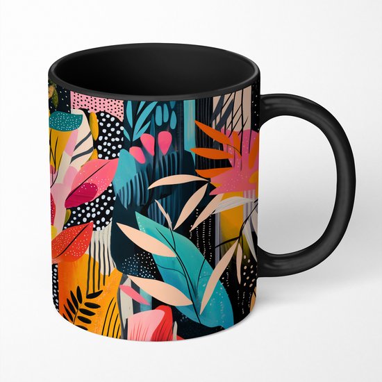 Tasse magique - Tasses photo sur tasses chauffantes - Tasse à café - Peinture - Abstrait - Fleurs - Rose - Tasse Magic - Tasse - 350 ml - Tasse à thé