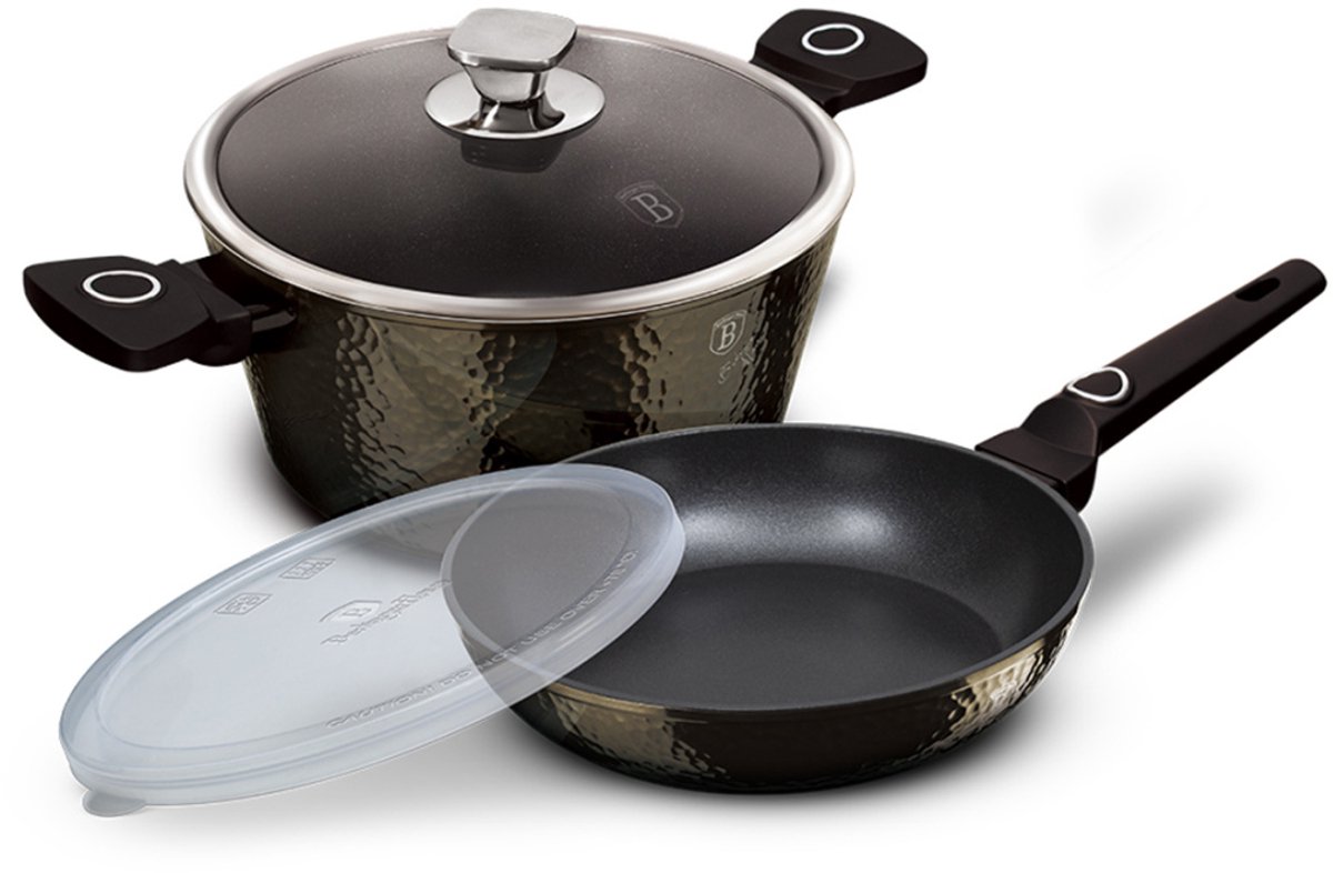 Berlinger Haus Primal Gloss - Pot en Pan Set - Ø24cm - Soft Touch Handvat - Zwart