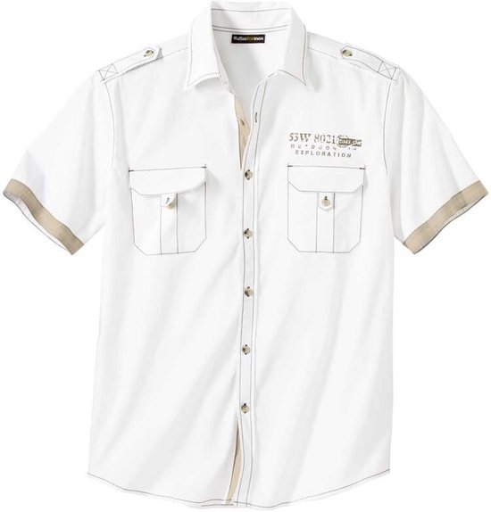 ATLAS FOR MEN - Wit pilotenoverhemd - Heren - Verkrijgbaar in grote maten - XL