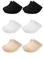 Teensokjes - Halve Sokken - 6 Paar - Teensokken - Yoga Sokken - Anti Slip Sokken - Voetbeschermers - Voorvoetkussentjes - Comfortabele Sokken - Ademend - One Size - Wit/Zwart/Lichtbruin