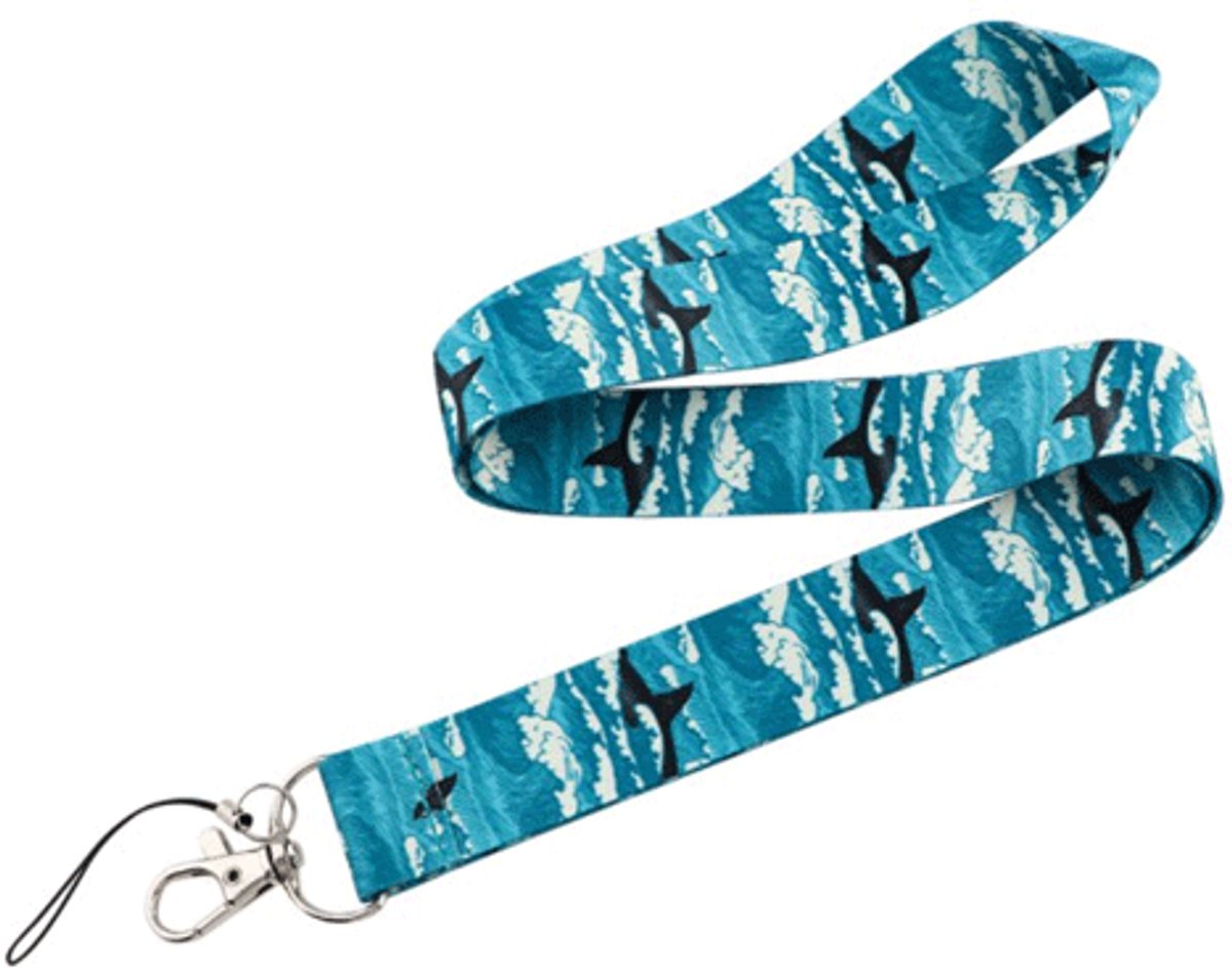 Travel Cords - keycord Orka - stevig lanyard - blauw - zwart - karabijnhaak - draaglengte 45 cm - sleutelcord - inclusief telefooncord