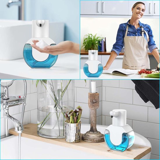 IGUGI Automatische zeepdispenser, aan de wand, USB-oplaadbaar, schuimdispenser, contactloos, elektrisch, IPX5 waterdicht, 420 ml