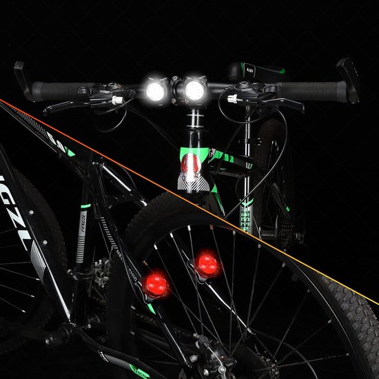 Fietsverlichting LED set - Voorlicht / Achterlicht - Fiets Koplamp - LED Fietslampjes Rood en Wit - Waterdicht - USB-C Oplaadbaar — afbeelding 2
