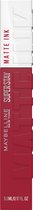Maybelline New York - SuperStay Matte Ink Lipstick - 80 Ruler - Rood - Matte, Langhoudende Lippenstift - 5 ml
