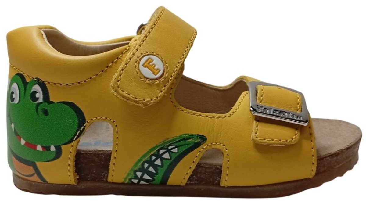 Falcotto - Allyx - Mt 23 - gesp velcro dinosaurus lederen sandalen - Geel