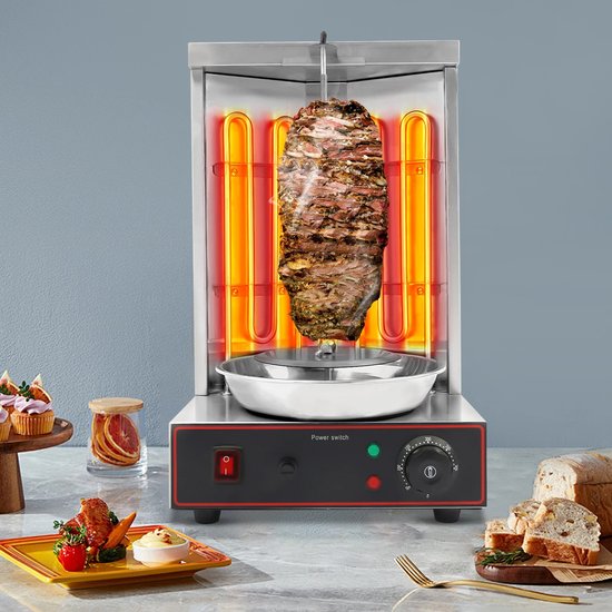 Kebap Elektrische gasgrill, 3000 W, roestvrij staal, gasgrilldöner, Midden-Oosten, rotisserie machine, dönergrill, elektrische dönergrill, tafelgrill, voor gegrilde kip, lam, rundvlees