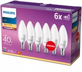 Energiezuinige Philips LED Kaars Mat - 40 W - E14 - warmwit licht - 6 stuks - Bespaar op energiekosten