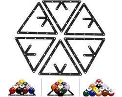 Set van 6 vellen Magic Ball Rack Pro Triangle biljartballenrek met pooltafelmarkeringspunten voor rack 8, 9 en 10 ballen combopakket