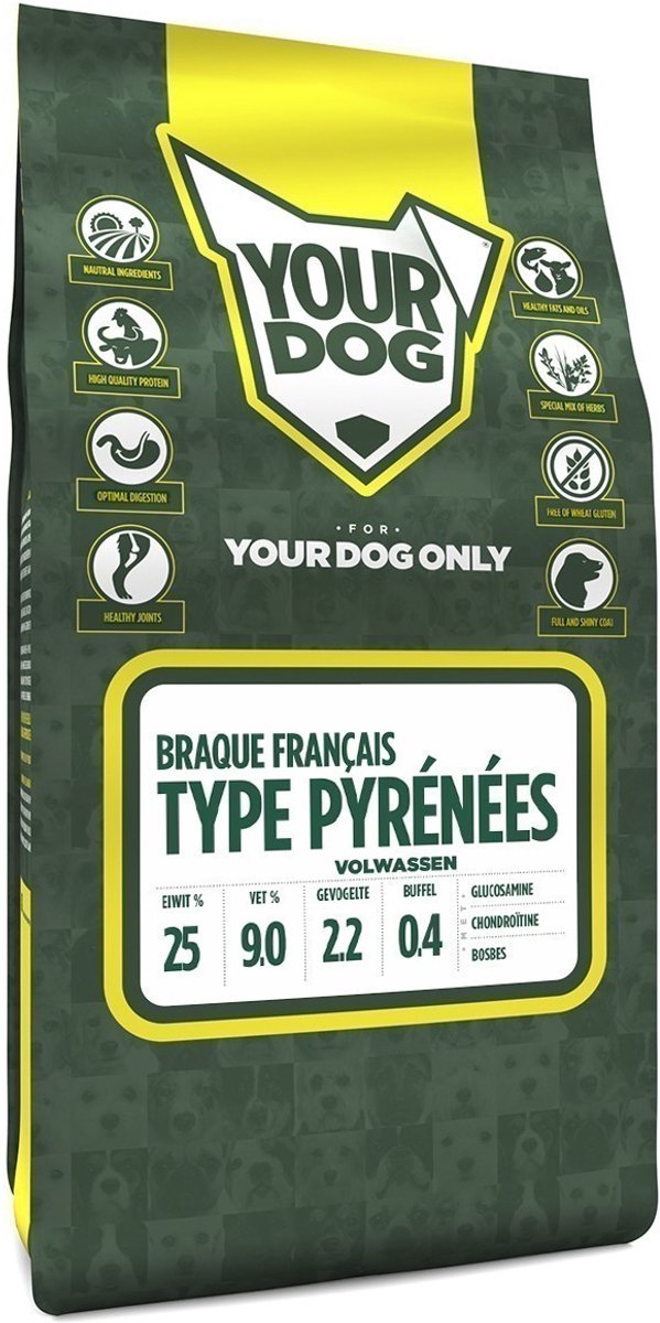 Yourdog Hondenvoer Yourdog - Braque Français type Pyrénées - Buffel en Kippenvlees 3kg
