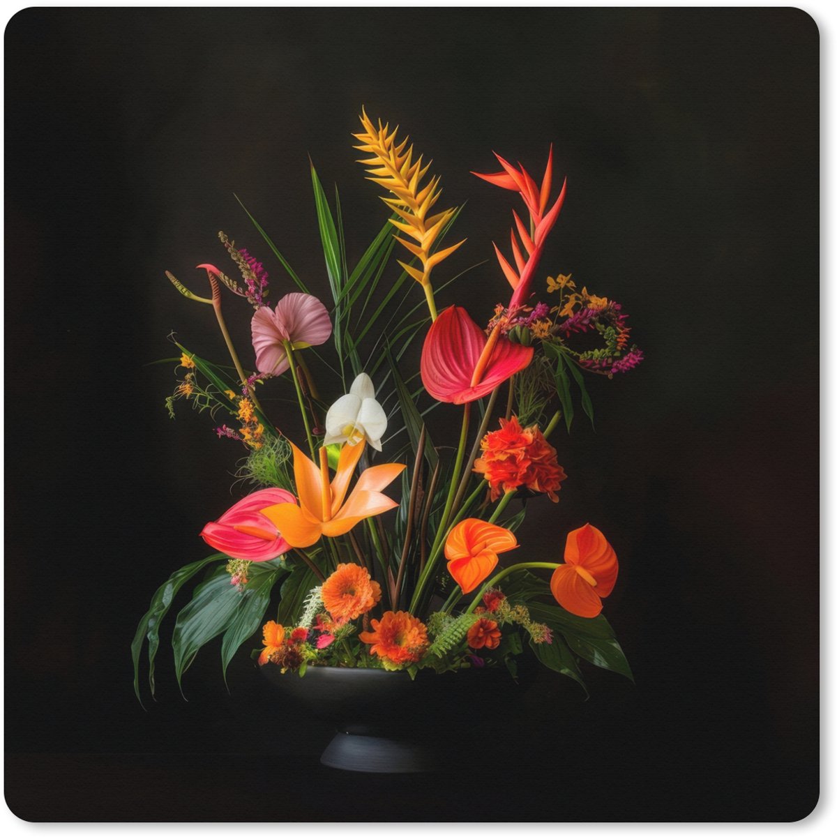 Muismat XXL 60x60 cm - Bureau onderlegger - Bureau mat Schaal - Boeket - Bloemen - Bureaumat - Gaming mousepad xl - Bureaulegger groot - Computer deskmat