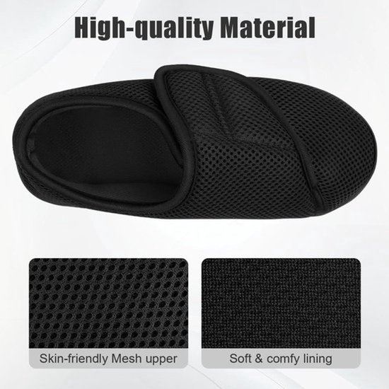 Diabetische Schoenen Heren Artritis Oedeem Schoenen Extra Brede Leren Schoenen Antislip Verstelbare Wandelschoen Voor Buiten,Black-EU41/255mm