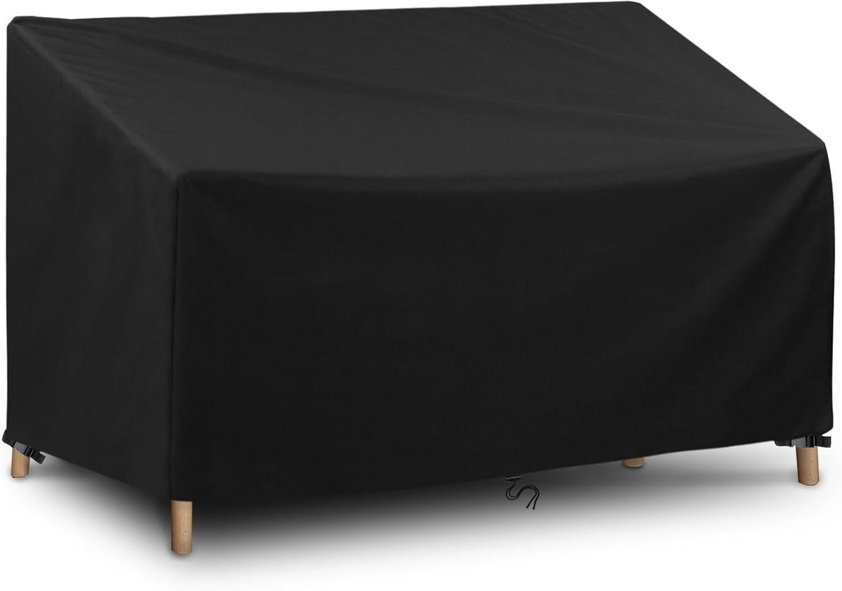 Famanu 3-zits tuinbankhoes, waterdicht, winddicht, uv-bescherming, heavy duty 420D Oxford-stof, afdekking, tuinmeubelen, 163 x 66 x 60 / 89 cm, zwart