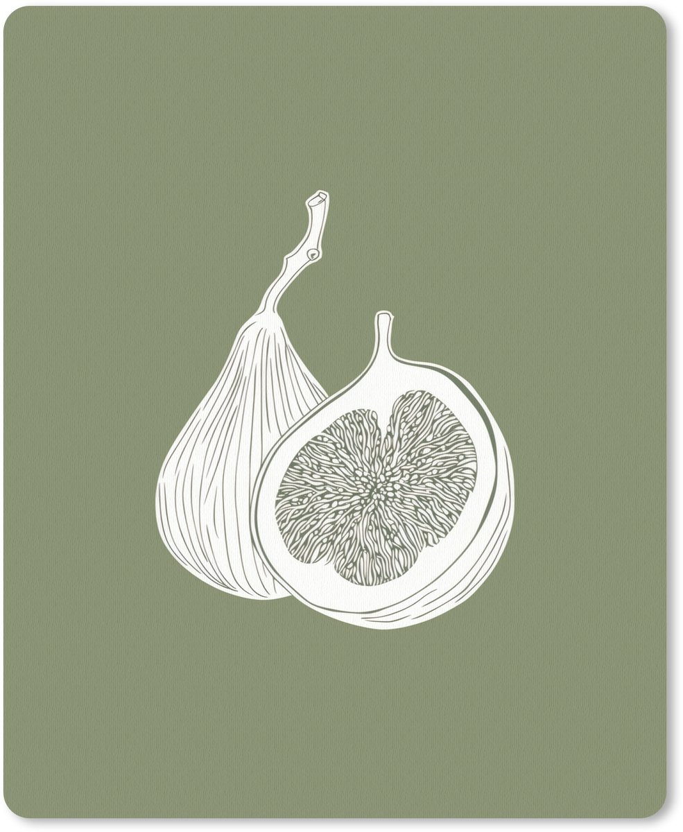 Muismat 19x23 cm - Mousepad Vijgen - Minimalistisch - Getekend - Mosgroen - Muismatten