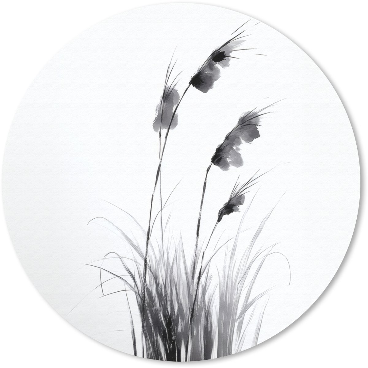 Muismat rond 20x20 cm - Mousepad Minimalistisch - Stelen - Wit - Ronde muismatten